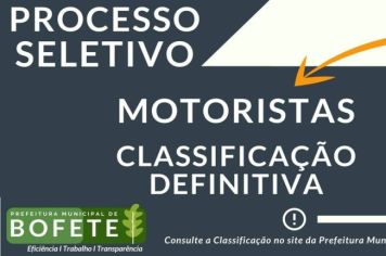 Processo Seletivo Motoristas: