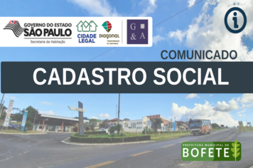 CADASTRO SOCIAL - Programa CIDADE LEGAL - Programa Estadual de Regularização Fundiária