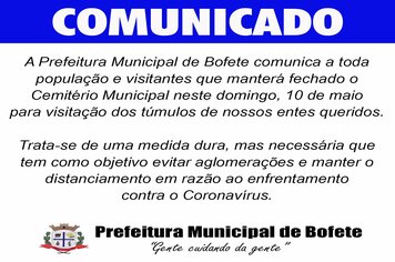 Cemitério Municipal ficará fechado
