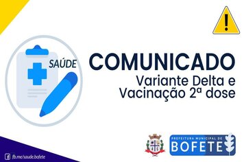 COMUNICADO: Variante Delta e Vacinação da 2ª dose