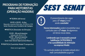 PROGRAMA DE FORMAÇÃO PARA MOTORISTAS (Operação Madeira)