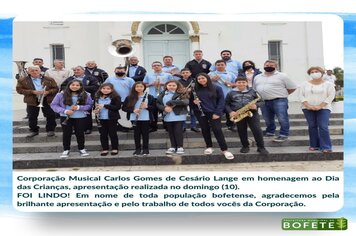 Corporação Musical Carlos Gomes de Cesário Lange apresenta musical para o Dia das Crianças