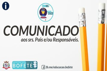 COMUNICADO - RETOMADA DAS AULAS EM BOFETE