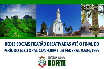 Redes Sociais ficarão desativadas até o final do Período Eleitoral conforme Lei Federal 9.504/1997