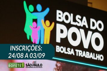 BOLSA TRABALHO - Inscrições: ATÉ 03 DE SETEMBRO