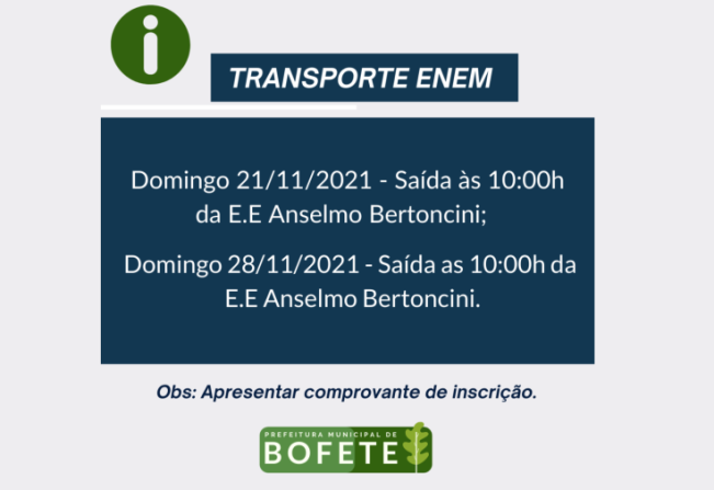 COMUNICADO: TRANSPORTE ENEM.