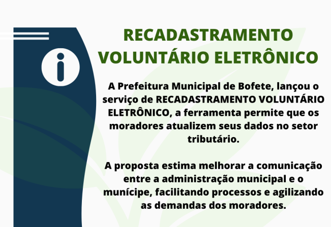 RECADASTRAMENTO VOLUNTÁRIO ELETRÔNICO.