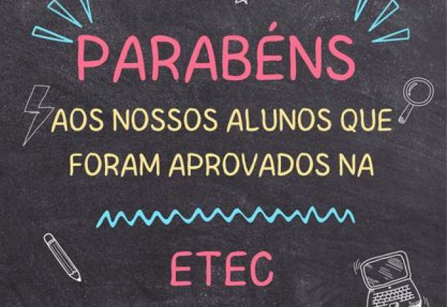 O Departamento de Educacao parabeniza aos alunos que foram aprovados no vestibular muito concorrido da ETEC Botucatu 2023