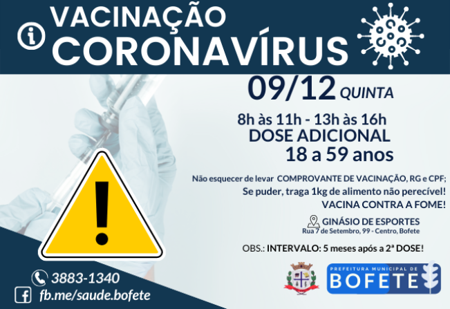 ATENÇÃO! Cronograma de Vacinação Covid-19.