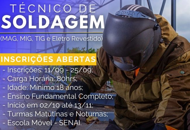 Curso GRATUITO - Técnico de Soldagem SENAI