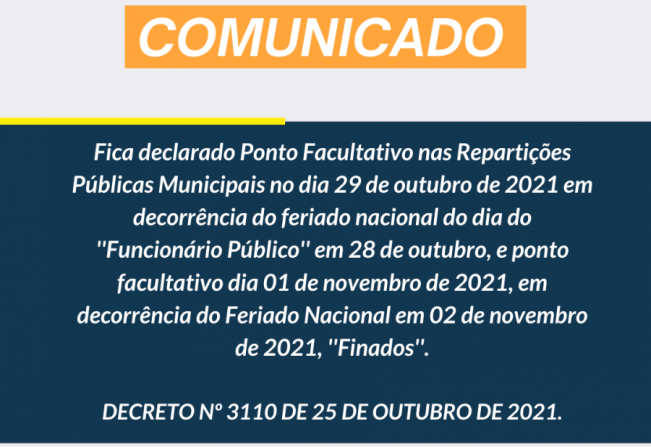  Comunicado: PONTO FACULTATIVO. 