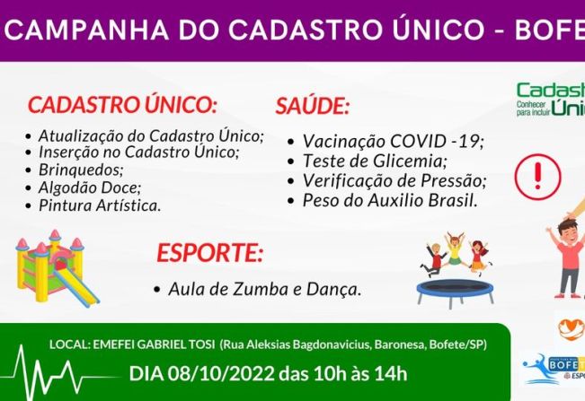 CAMPANHA DO CADASTRO ÚNICO - BOFETE 2022.